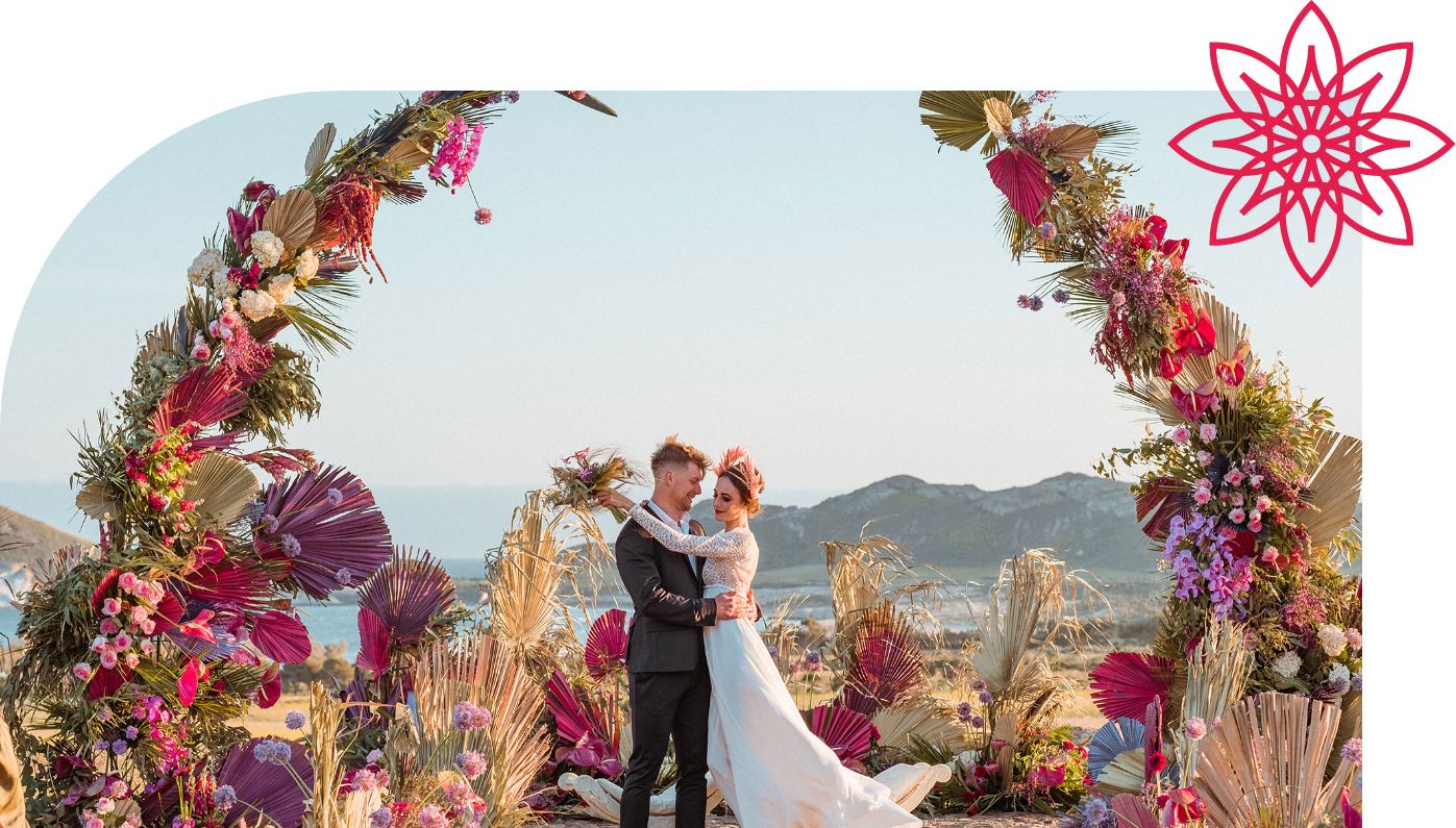 Grupo 2 flores preservadas en tonos rosados